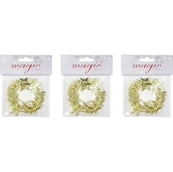 Vánoční dekorace LAALU Vánoční dekorace - řetěz zlatý s hvězdičkami, 2 m, 3 ks