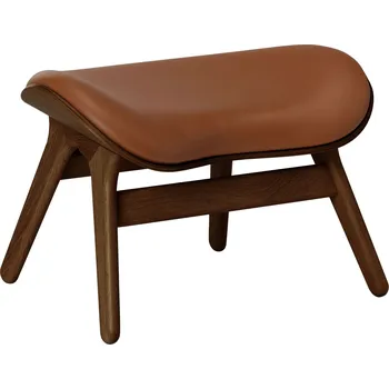 Obývací pokoj Umage, Podnožka Conversation Piece Hope kožená na tmavých dubových nožkách koňaková - Formadore