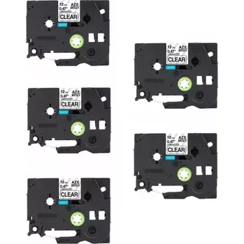Pásek do tiskárny Kompatibilní páska Brother TZ-131 / TZe-131, 12mm x 8m, černý tisk / průhledný podklad 5-PACK