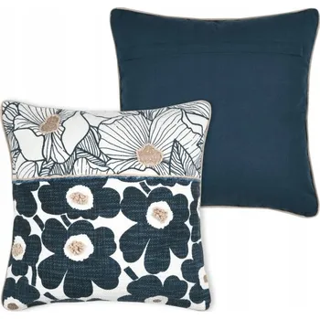 Polštář Polštář EUGENIE 40x40 cm s květinami + výplň polštář BOHO, tmavě modrý