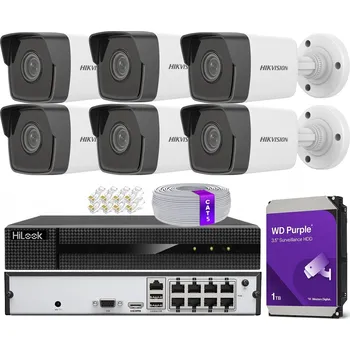 Bezpečnostní kamera Sada IP monitoringu 6 kamer 4Mpx IR30 Hikvision rekordér 8x PoE HiLook