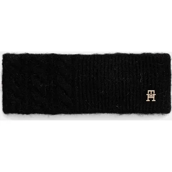 Čepice Čelenka s příměsí vlny Tommy Hilfiger černá barva, AW0AW17989 99X, vel. ONE SIZE