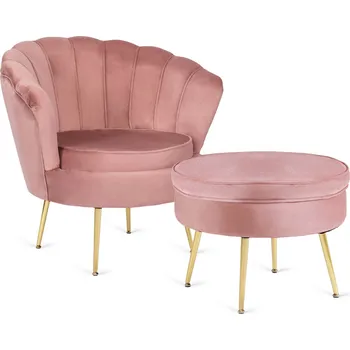 Křeslo JAKS Křeslo s podnožkou růžové velur Grand