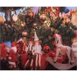 Vánoční textilní pozadí / fotostěna s postavičkami a houpacím koníkem – 180x210 cm