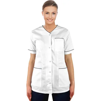 Zdravotnický oděv Dámská zdravotnická zástěra bílá/granátová vel. 48