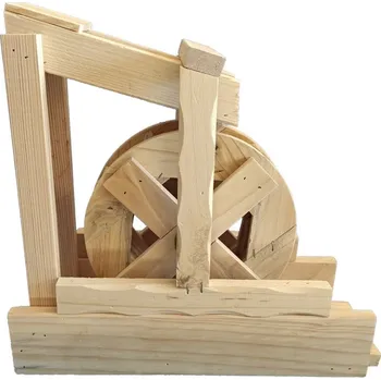 Zahradní dekorace Vodní mlýnské kolo dřevěné malé 37 x 33 x 13 cm přírodní (Dekorační vodní kolo)