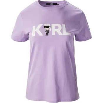 Dámské tričko Dámské Tričko s krátkým rukávem KARL LAGERFELD IKONIK 2.0 KARL LOGO T-SHIRT 230W1706-66 – Fialová L