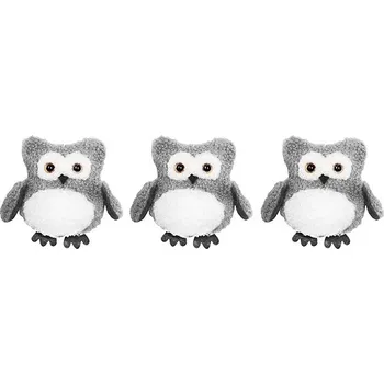 Vánoční dekorace LAALU Vánoční ozdoby - sova textilní, šedá, 10 × 11 cm, 3 ks