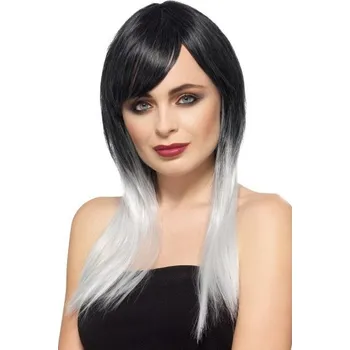 Karnevalová paruka Paruka Ombre deluxe - černo-šedá