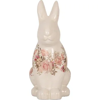 Keramická dekorace králík s růžemi Rosien L – 16x12x28 cm