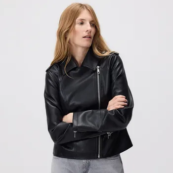 Dámský kabát Reserved - Koženková bunda biker - černý - YH493-99X - YH493-99X-L