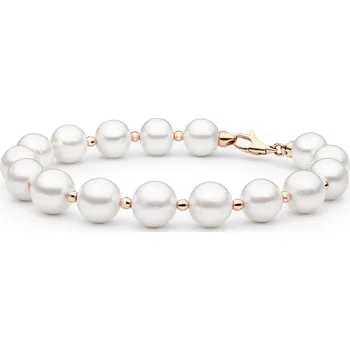 Náramek ANNA PERLY Luxusní náramek z růžového zlata s pravými sladkovodními perlami