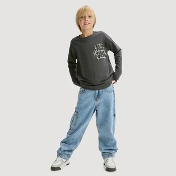 Reserved - Bavlněné tričko s dlouhými rukávy - tmavě šedá - 035FI-90X - 035FI-90X-116