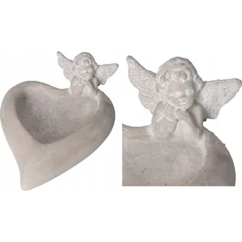 Svícen ANDĚL KVĚTINÁČ SVÍCEN NA HROB Z KAMENE 17 CM