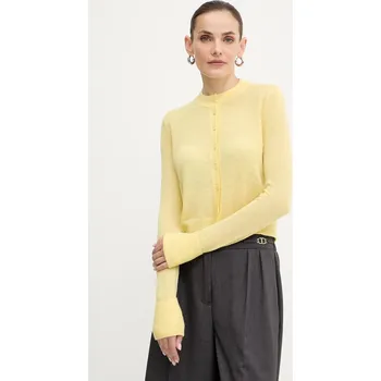 Dámský svetr Kardigan s vlnou MAX&Co. žlutá barva, 2526346033200 10X, vel. XL