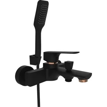 Vodovodní baterie Rubineta Modena 10 Vanová baterie, rozteč 150 mm, černá-růžově zlatá, OLBAMOD10KBG