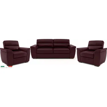 Sedací souprava Kožená sedací souprava ROSSO II 3+1+1, vínová (bordeaux 305)