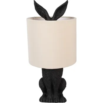Dekorativní svítidlo Černá stolní lampa králík s béžovým stínidlem Konijn – 20x43 cm