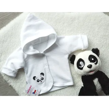 Kojenecká bunda AMÁLKA Bavlněný zateplený bílý svetřík, mikina, Panda Velikost: 62-68