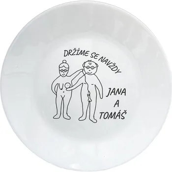 Talíř GRAVENO Vtipný talíř "Držíme se" se jmény