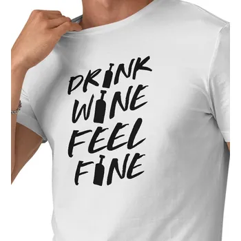 Pánské tričko Pánské bílé triko - Drink wine feel fine M