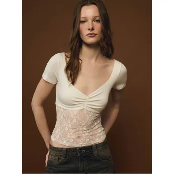 Dámské tričko Halenka s krajkovým dílem - M - House - bílý - 740GP-00X