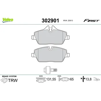 Brzdová destička Sada brzdových destiček, kotoučová brzda VALEO 302901