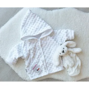 Kojenecká bunda AMÁLKA Zateplený kabátek MINKY s kapucí, bílý Velikost: 74-80