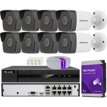 Bezpečnostní kamera Sada 8 IP kamer pro monitoring 4 Mpx HIKVISION PoE rekordér 8kanálový a aplikace