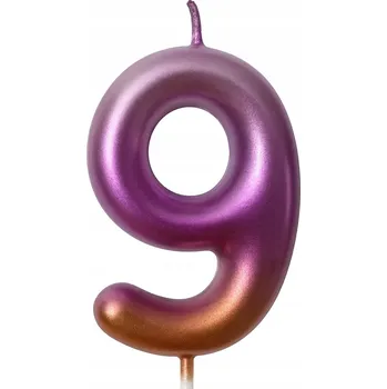 Dortová svíčka Narozeninová svíčka číslice "9" – duhová metalická