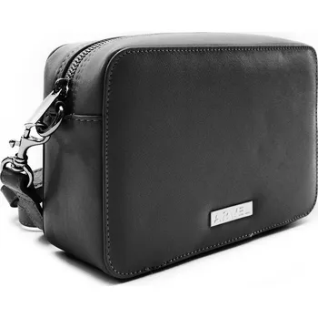 Kabelka Černá kožená zipová dámská kabelka Perrin