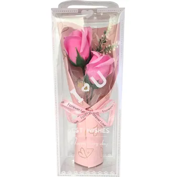 umělá květina STABILIZOVANÁ RŮŽE KYTICE RŮŽOVÁ RŮŽE V KRABIČCE DÁREK FLOWER BOX 24 CM