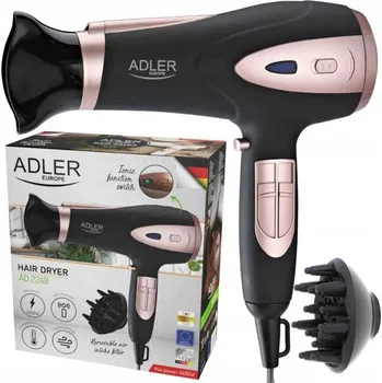 Fén Fén na vlasy Adler AD2248B s ionizací, koncentrátorem a difuzér, 2400 W