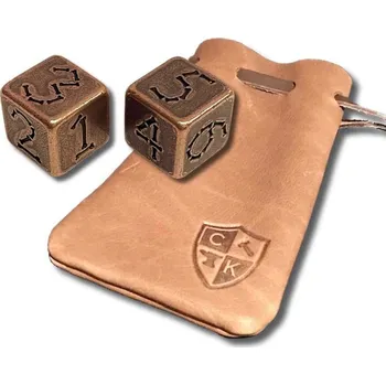 ostatní stavebnice Měděné hrací kostky kostěné 2.4 oz AVDP + sáček z hovězí kůže Copper Gaming Dice in Real Leather Bag