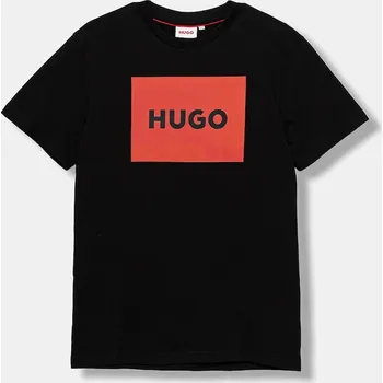 Chlapecké tričko Dětské bavlněné tričko HUGO černá barva, s potiskem, G00572 G00572.162.174 99X, vel. 162