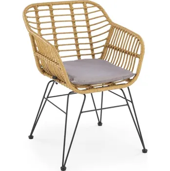 Zahradní nábytek Zahradní křeslo QUINN — kov, umělý ratan, přírodní