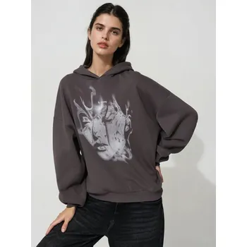 Dámská mikina Mikina s&nbsp;kapucí a&nbsp;potiskem - S - House - tmavošedý - 114GB-90X