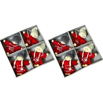 Vánoční dekorace LAALU Vánoční ozdoby - postavičky v kabátku mix, 8 cm, 8 ks