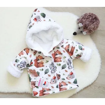 Kojenecká bunda AMÁLKA Zateplený kabátek, bunda, zvířátka v lese Velikost: 80-86