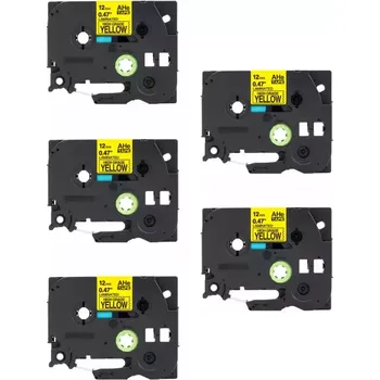 Pásek do tiskárny Kompatibilní páska Brother TZ-631 / TZe-631, 12mm x 8m, černý tisk / žlutý podklad 5-PACK
