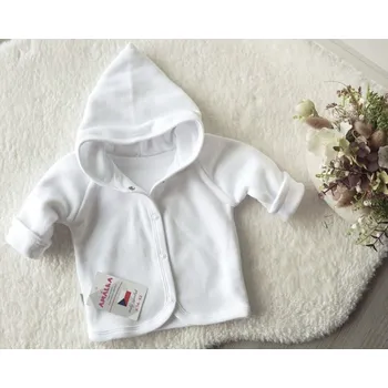 Kojenecká bunda AMÁLKA Bílý podšitý svetřík, mikina Velikost: 62-68