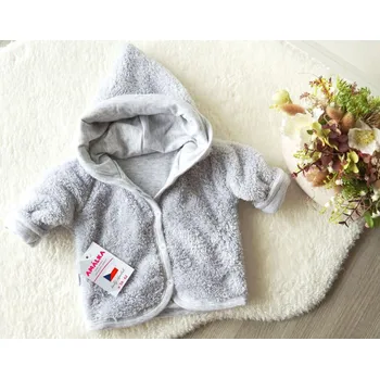 Kojenecká bunda AMÁLKA Chlupatý zateplený kabátek, světle šedý Velikost: 74-80