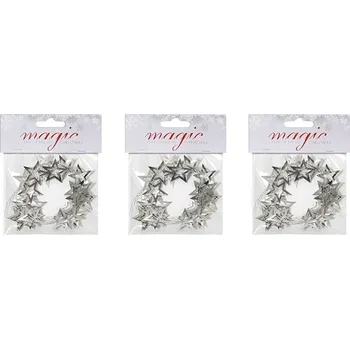 Vánoční dekorace LAALU Vánoční dekorace - řetěz stříbrný s hvězdičkami, 2 m, 3 ks
