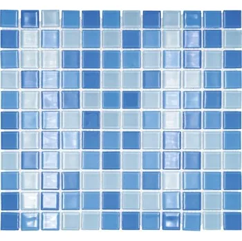 Obklad Skleněná mozaika světle modrá, modrý mix