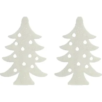 Vánoční dekorace LAALU Vánoční ozdoby - stromeček pěnový s glitry, 40 × 29 cm, 2 ks