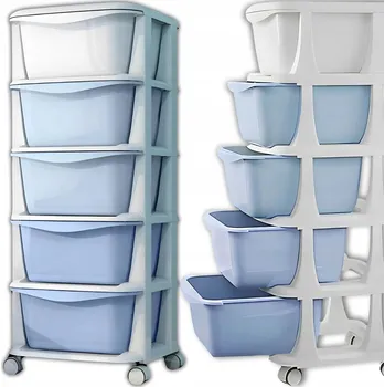 Úložný box PLASTOVÝ KONTEJNER REGÁL KOŠ NA HRAČKY MOBILNÍ ZÁSUVKY 5POLIC ORGANIZÉR