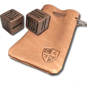 ostatní stavebnice Měděné hrací kostky čárkované 2.4 oz AVDP + sáček z hovězí kůže Copper Gaming Dice in Real Leather Bag