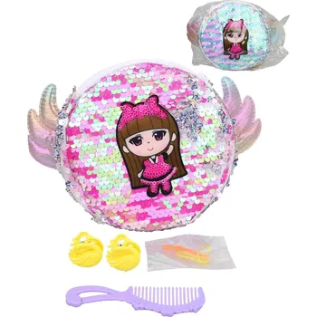 Kabelka _Ostatní 1_ Kabelka dětská kulatá kosmetická taštička 20x15cm s flitry 2 barvy 19245