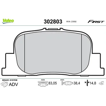 Brzdová destička Sada brzdových destiček, kotoučová brzda VALEO 302803