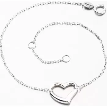 Náramek Dámský náramek srdcem bílé zlato 614A-011 délka 19 cm